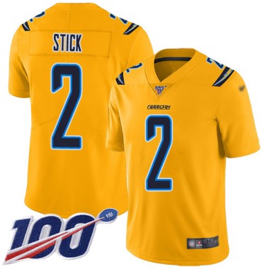 Los Angeles Chargers NFL Football Easton Stick Gold Jersey Youth Limited #2 100th Season Inverted Legend->los angeles chargers->NFL Jersey